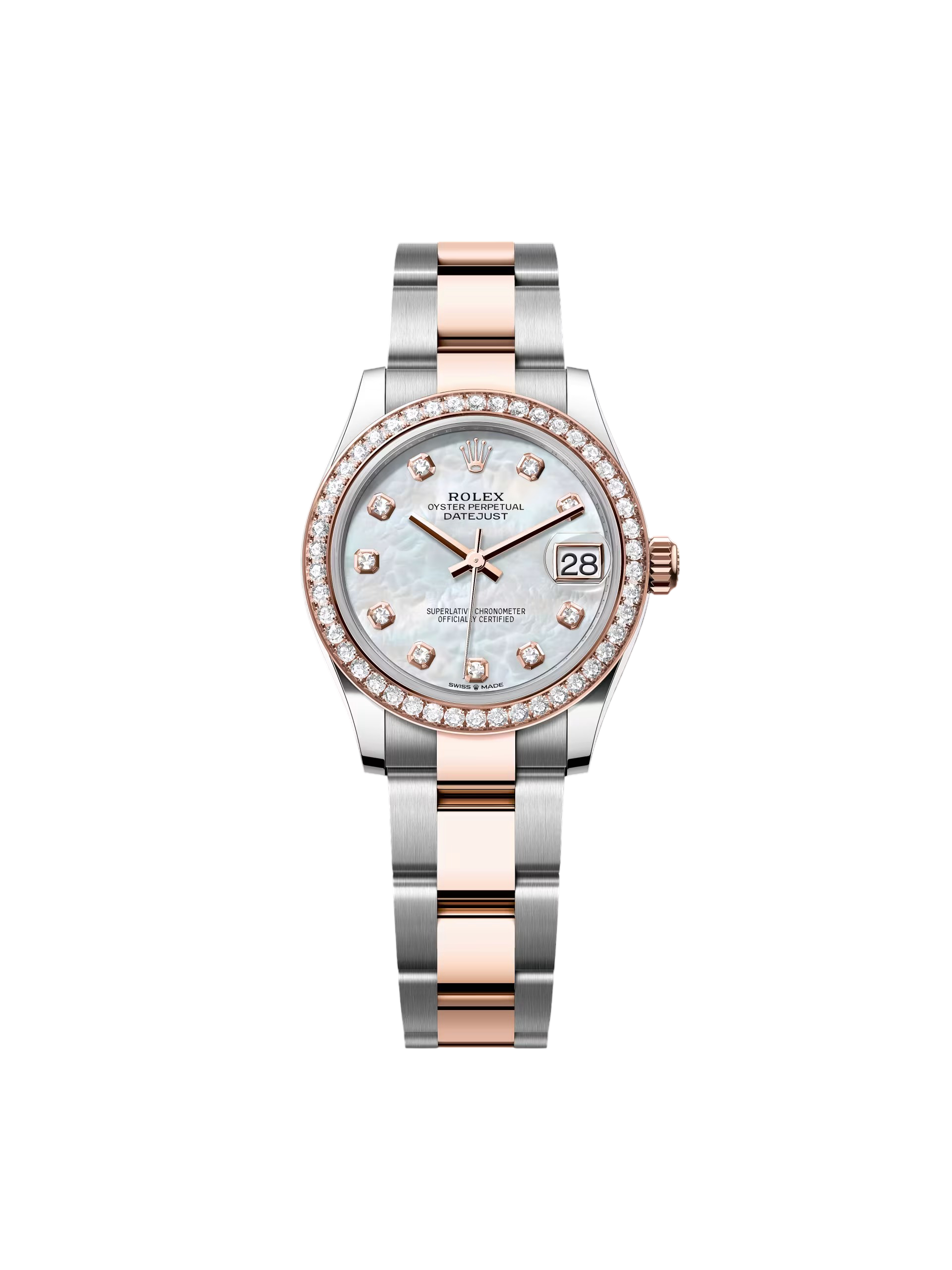 【Free Shipping】【Super Clone】RLX Datejust m278381-0025/0026 Mother-of-Pearl Diamond 31mm Dial Diamond-Set Bezel and Oyster Bracelet Watch