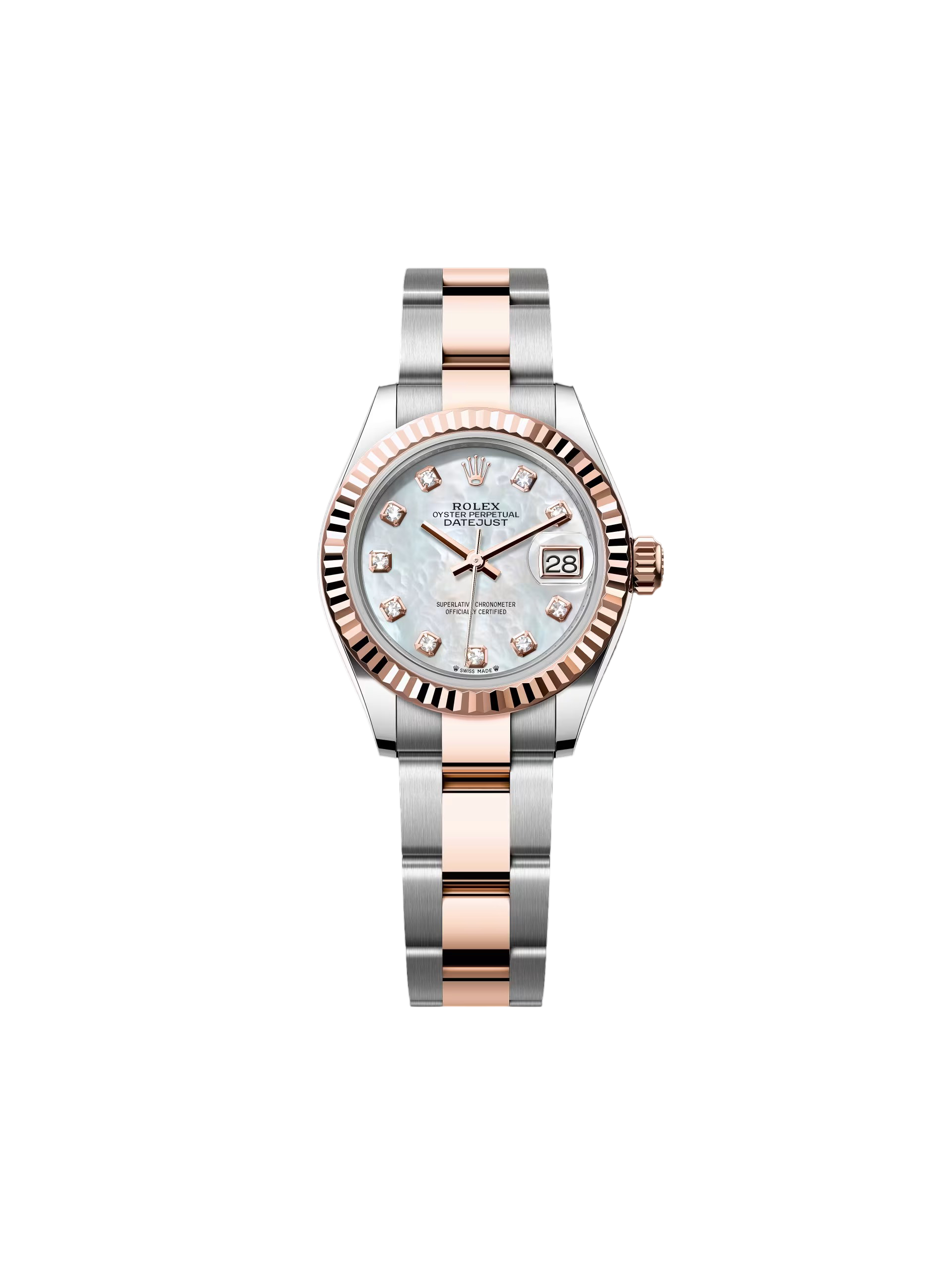 【Free Shipping】【Super Clone】RLX Lady-Datejust 28mm 279171 White Mother Of Pearl Diamond Oyster Stainless Steel and Rose Gold