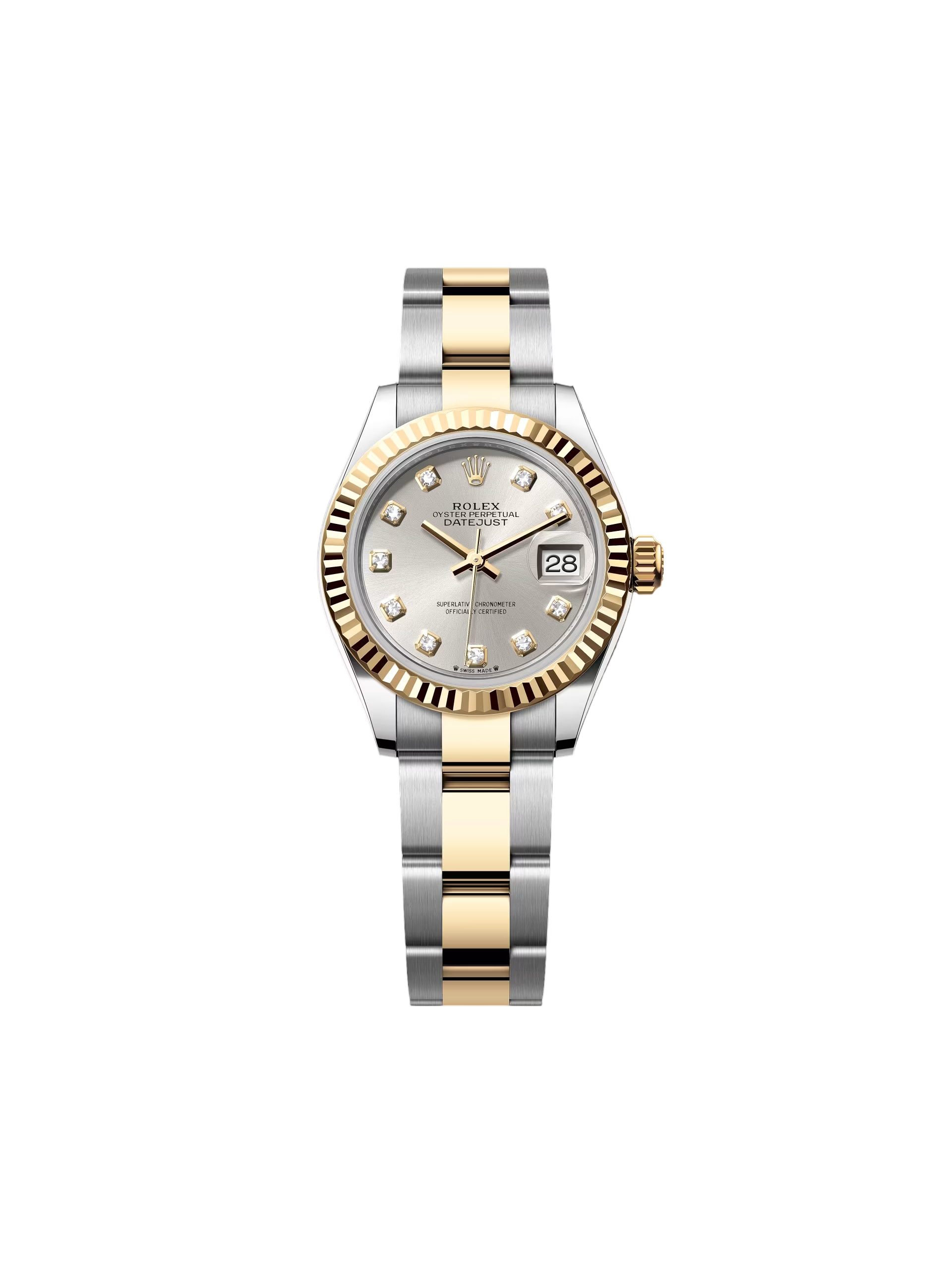 【Free Shipping】【Super Clone】RLX Lady-Datejust 28mm 279173 Silver Diamond Dial Oyster Bracelet
