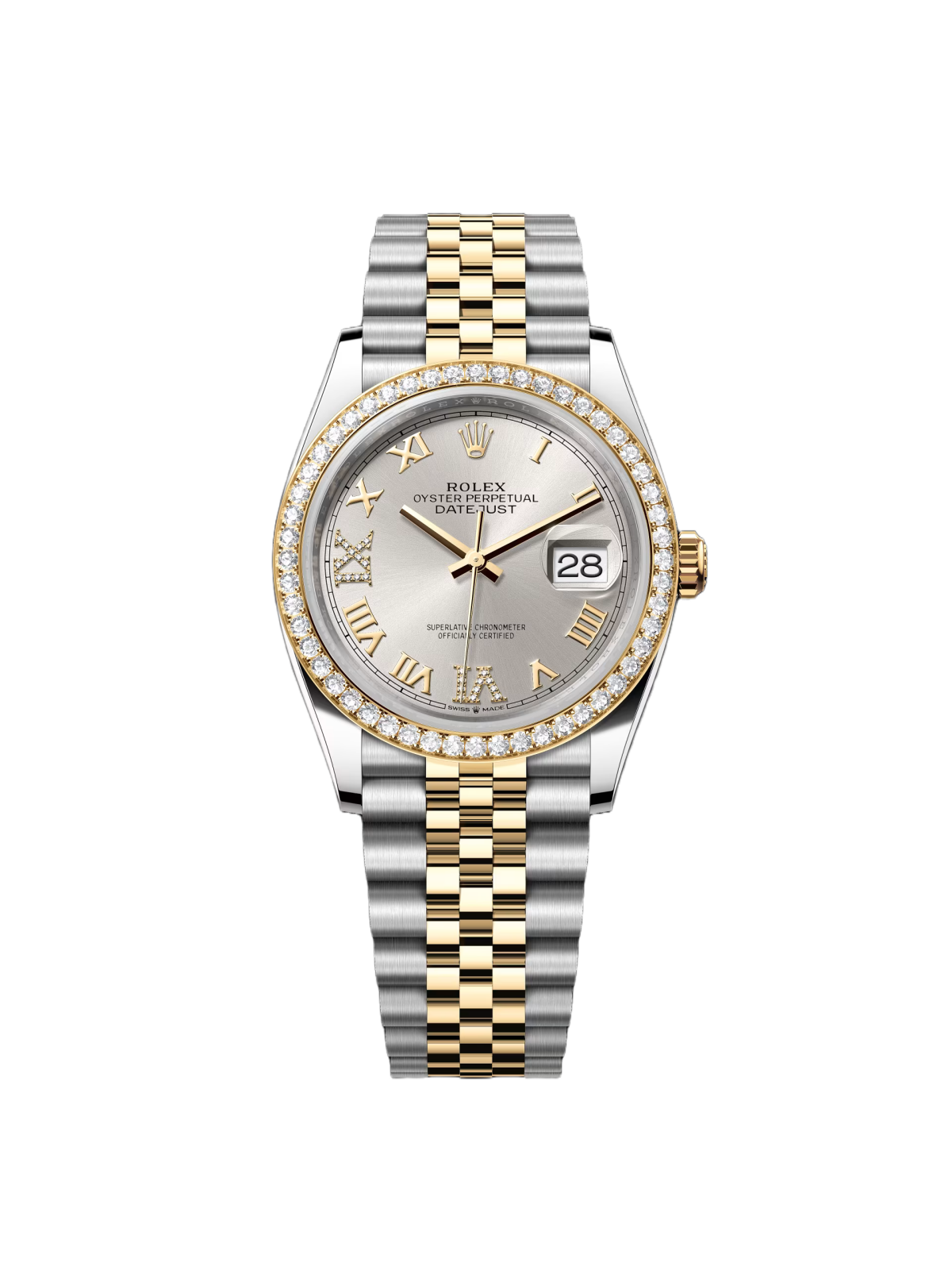 【Free Shipping】【Super Clone】RLX  Datejust 36mm 126283 Silver Dial Diamond Bezel Jubilee Bracelet Watch