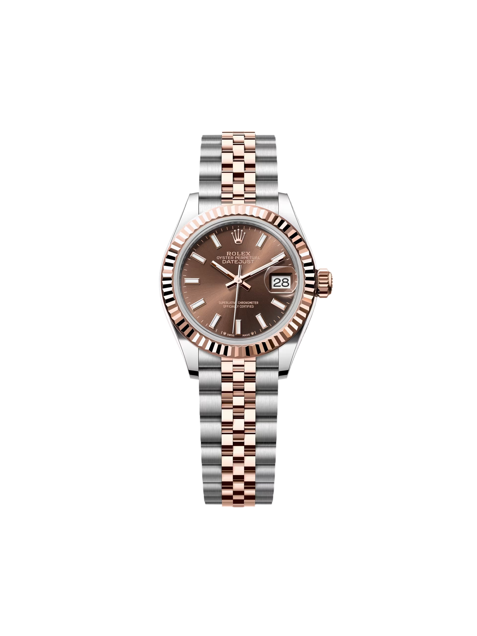 【Free Shipping】【Super Clone】RLX Lady-Datejust 28mm 279171 Chocolate Index Oyster Stainless Steel and Rose Gold
