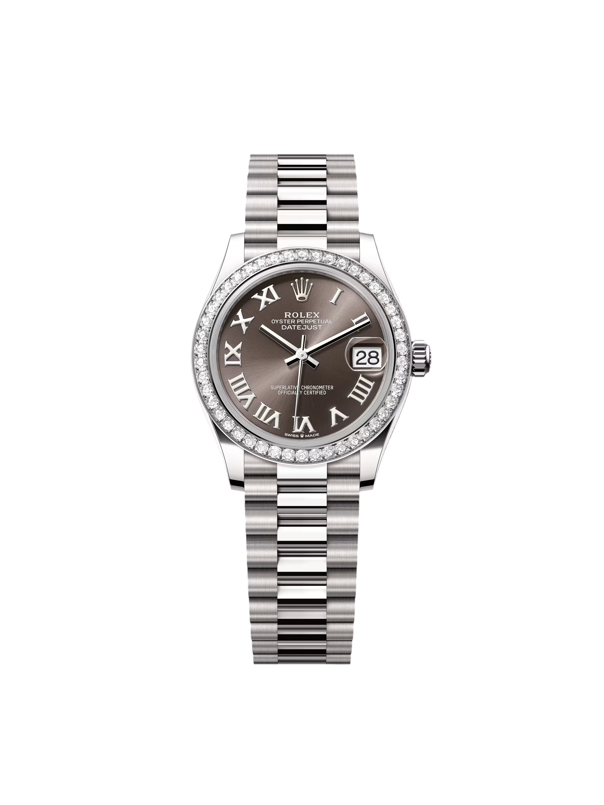 【Free Shipping】【Super Clone】RLX Datejust m278289RBR-0017 Dark Grey Dial White Gold President Watch