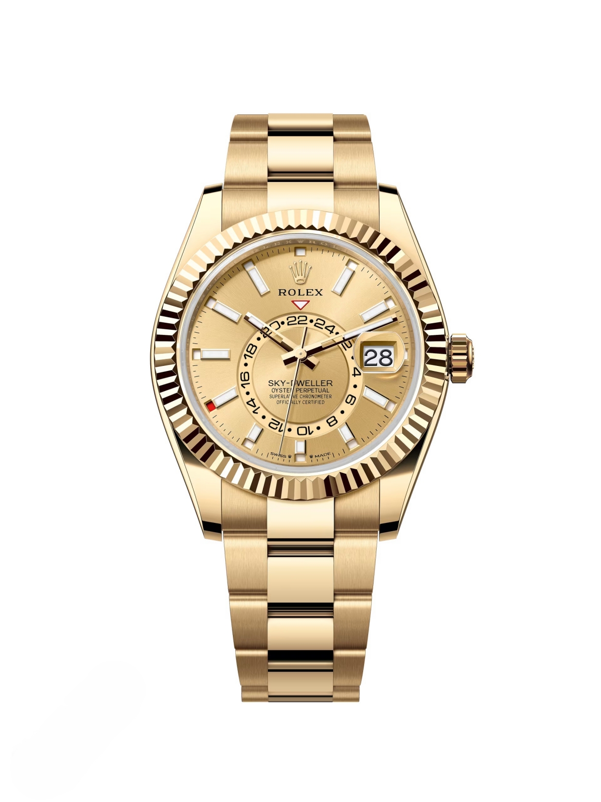 【Free Shipping】【Super Clone】RLX  Sky-Dweller 42mm 336938-0001/0004 Yellow Gold Champagne Dial Jubilee