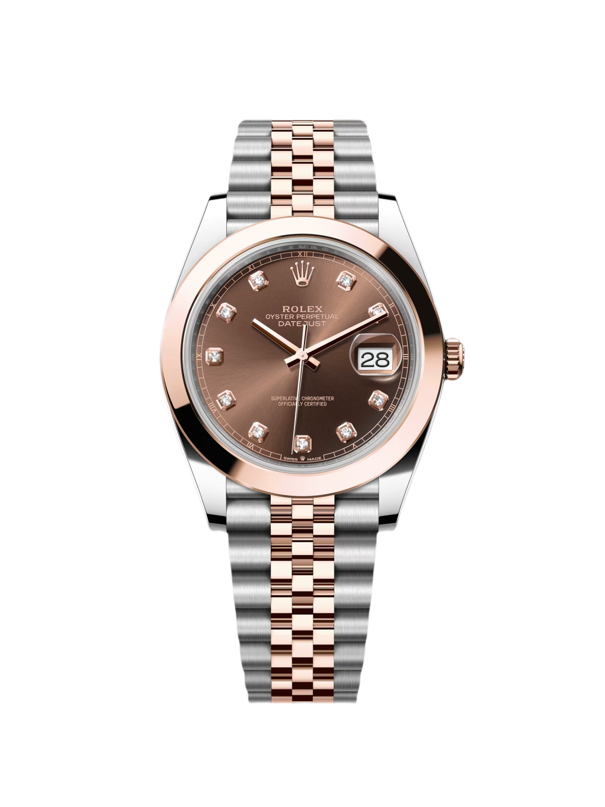 【Free Shipping】【Super Clone】RLX Datejust 41mm 126301 Chocolate Diamond Jubilee Steel and Everose Gold Watch