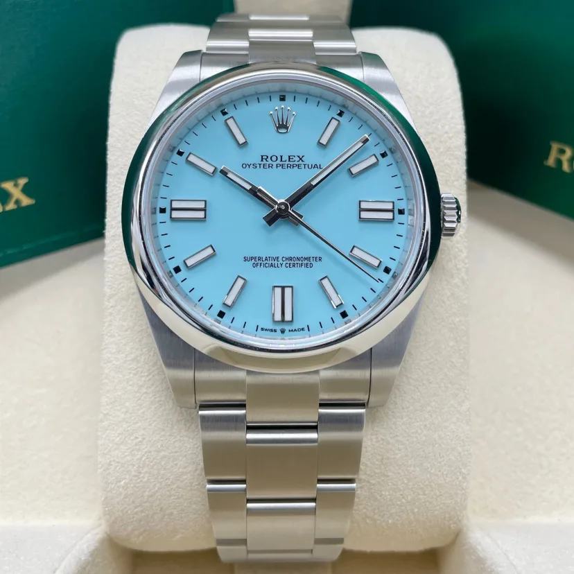 【Free Shipping】【Super Clone】RLX 124300 Oyster Perpetual 41mm Oyster Perpetual Turquoise Index Dial