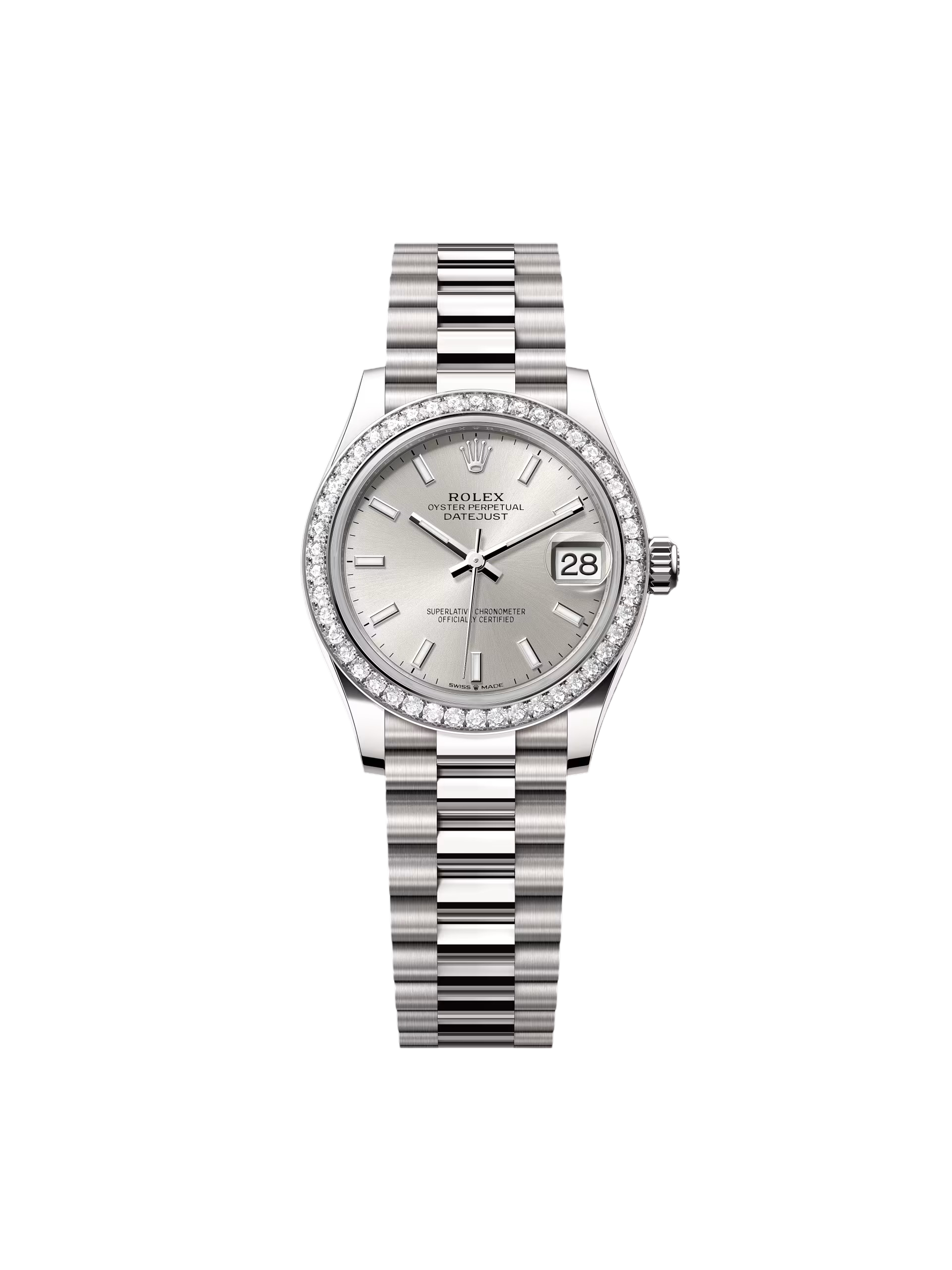 【Free Shipping】【Super Clone】RLX Datejust m278289RBR-0012 Silver Dial White Gold President Watch