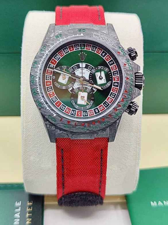【Free Shipping】Rolex Cosmograph Daytona DIW Carbon Lucky Player Casino Super Clone Swiss Replica Watch | Custom Made Limited Edition |