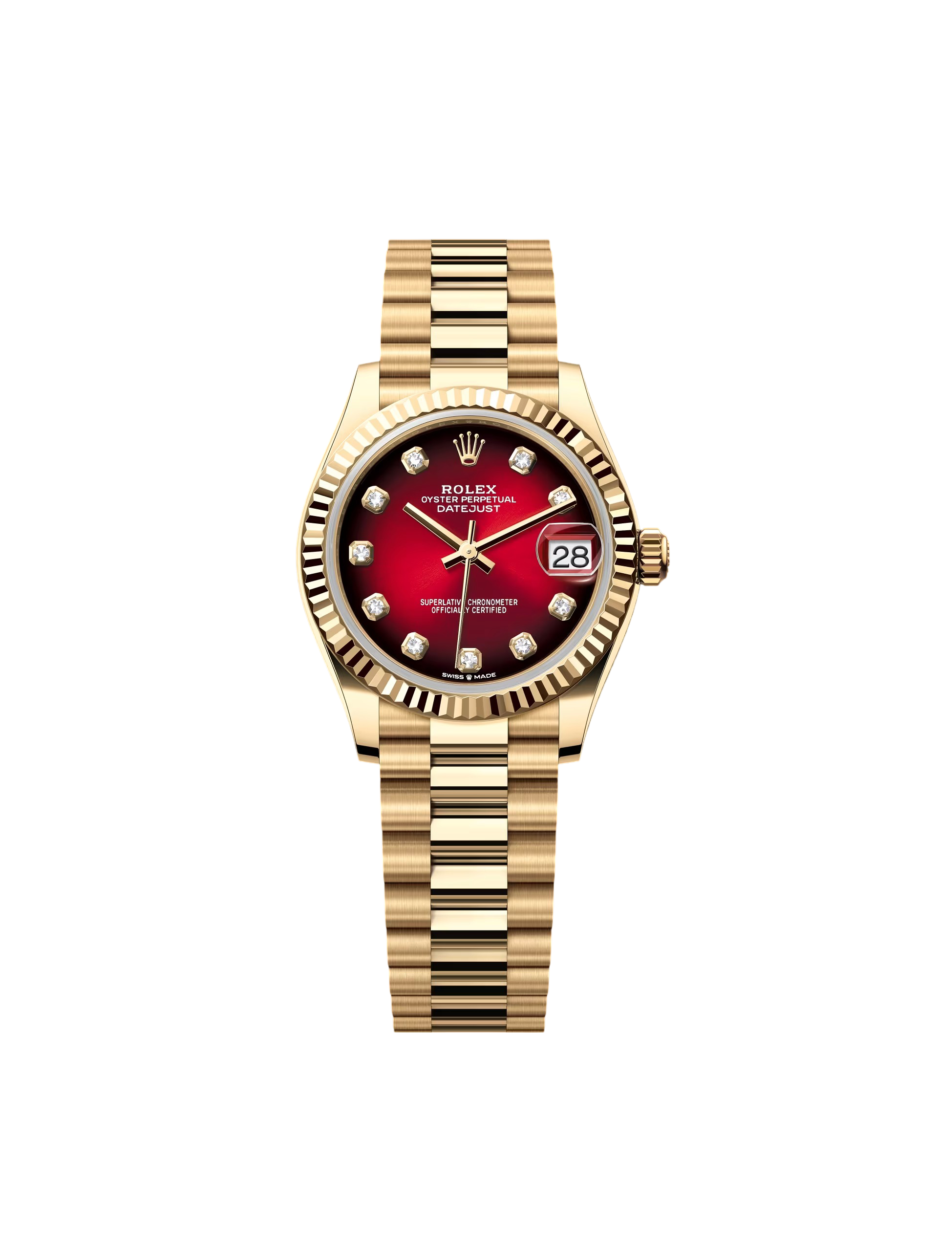 【Free Shipping】【Super Clone】RLX Datejust m278278-0049 31mm Red Ombre Dial 18k Yellow Gold