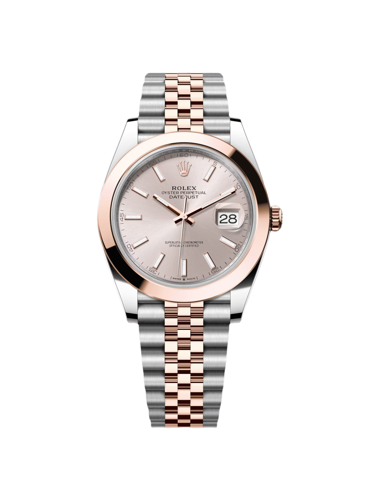 【Free Shipping】【Super Clone】RLX Datejust 41mm 126301 Sundust Index Oyster Steel and Everose Gold Watch