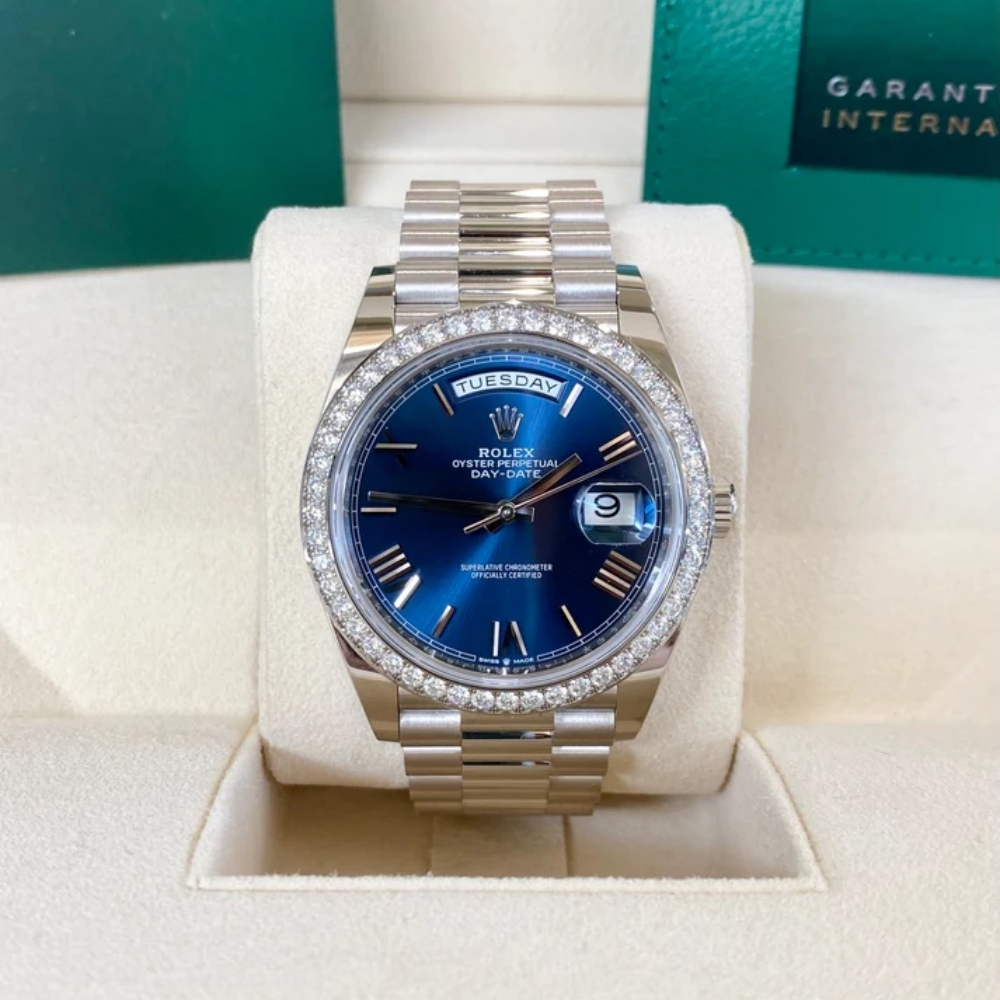 【Free Shipping】【Super Clone】RLX  Day-Date 40mm 228349RBR-0005 Bright Blue Dial President Bracelet