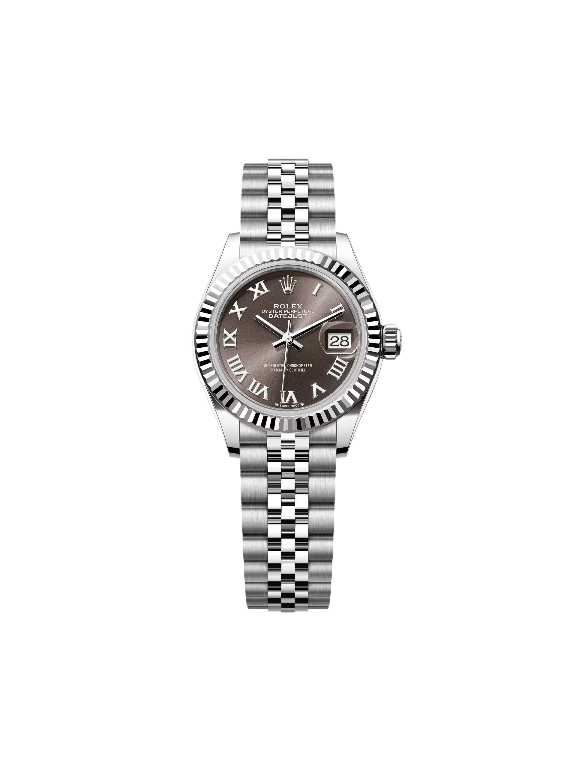 【Free Shipping】【Super Clone】RLX Lady-Datejust 28mm 279174 Dark Grey Roman Dial Oyster Bracelet