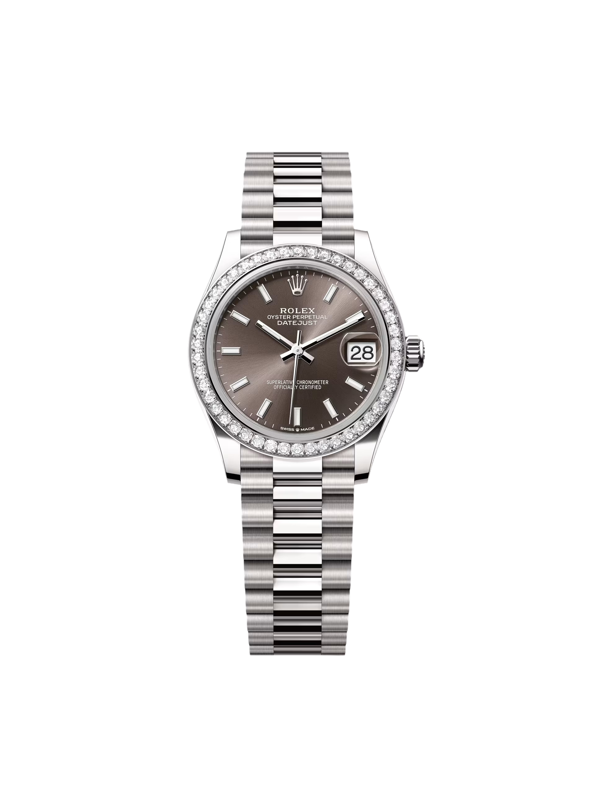 【Free Shipping】【Super Clone】RLX Datejust m278289RBR-0014 Dark Grey Dial White Gold President Watch