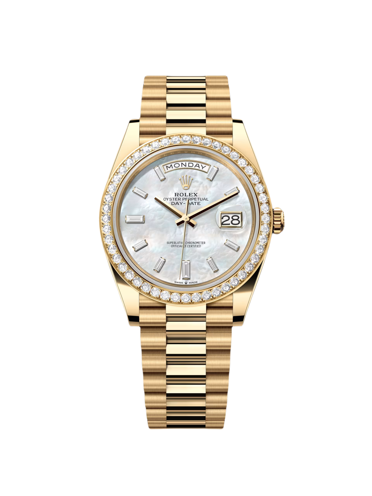 【Free Shipping】【Super Clone】RLX Day-Date 40mm White Mother-of-Pearl Dial President Watch 228348RBR-0046