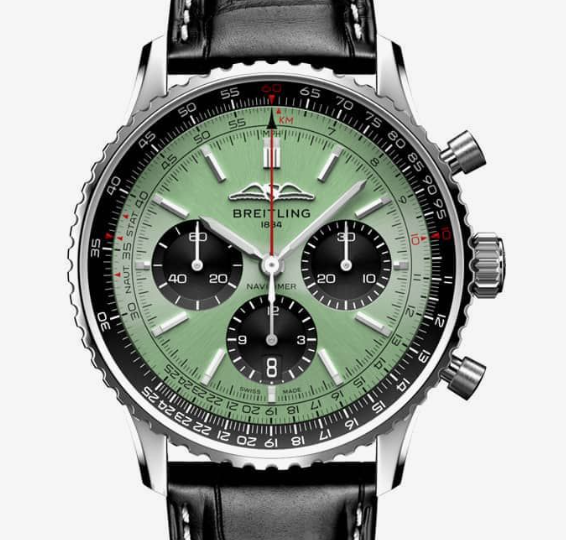 【Free Shipping】【Super Clone】Breitling AB0138241L1P1 Navitimer B01 Green Dial