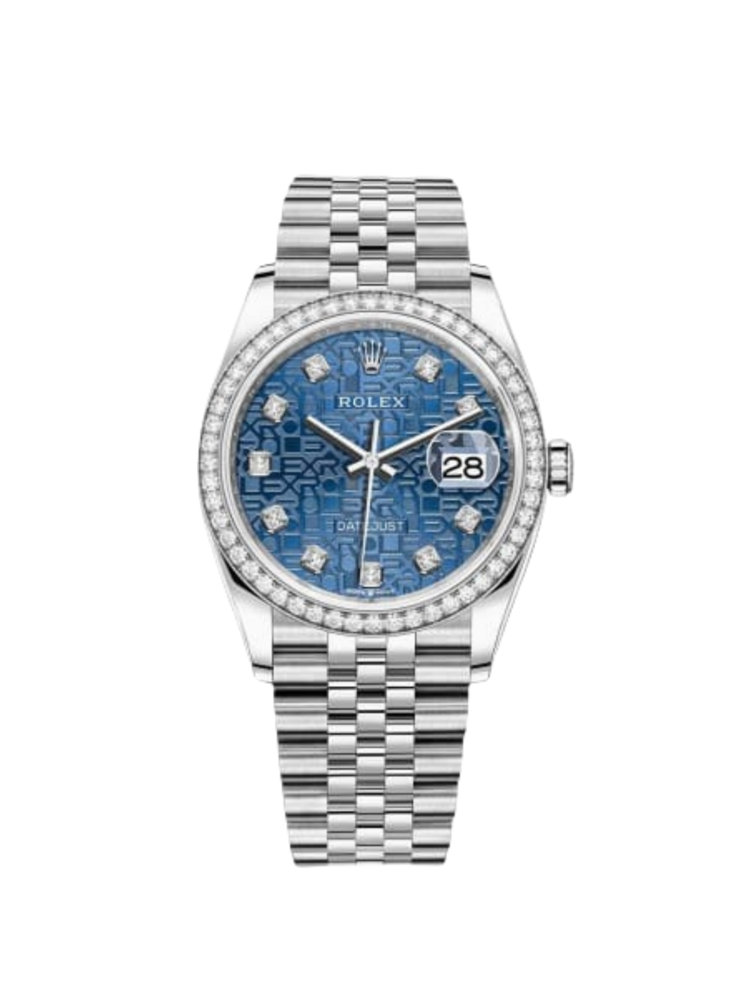 【Free Shipping】【Super Clone】RLX  Datejust 36mm 126284 Blue Jubilee Diamond Dial & Diamond Bezel, Stainless Steel Oyster Bracelet Watch