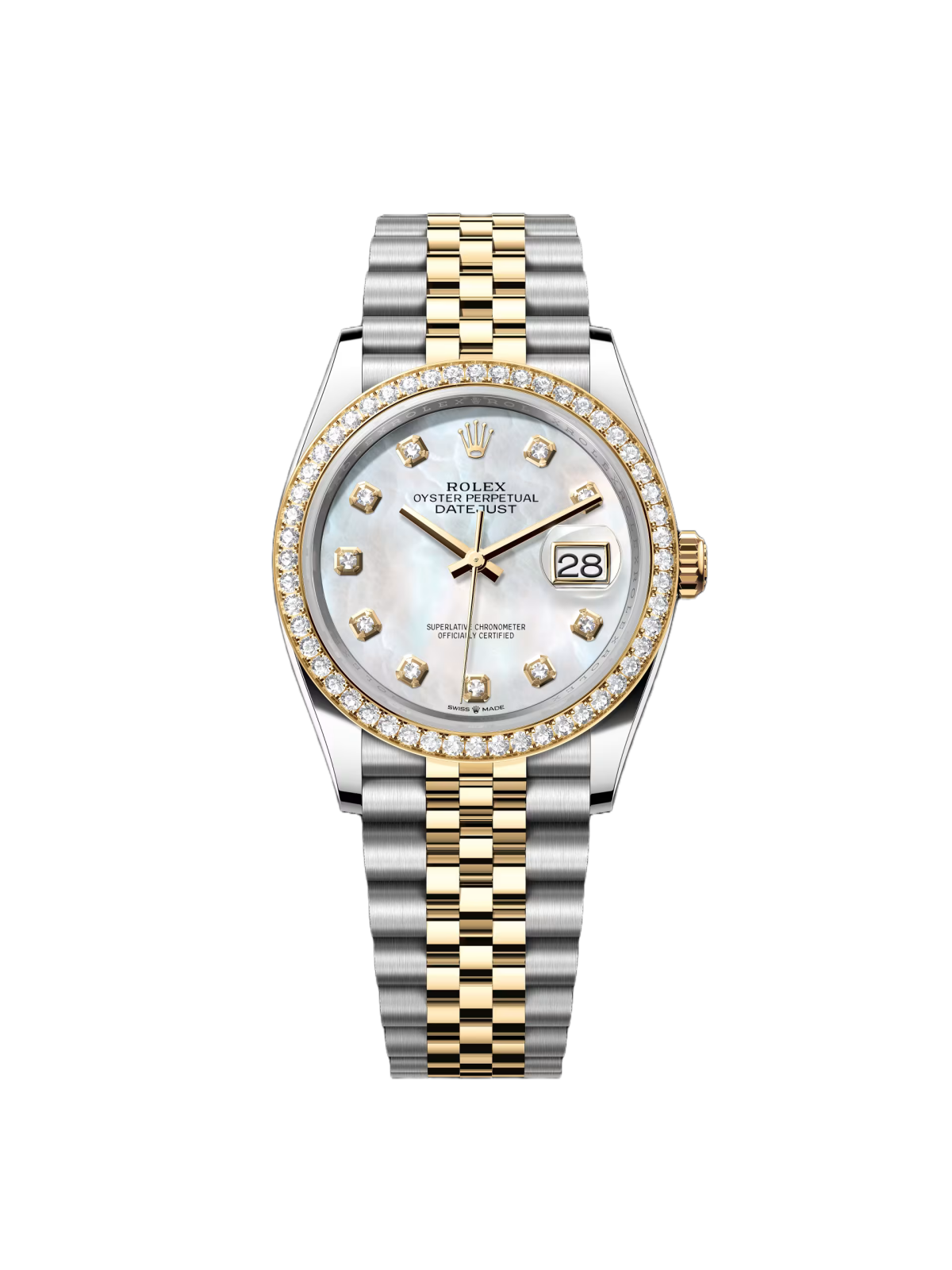 【Free Shipping】【Super Clone】RLX  Datejust 36mm 126283 White Mother-of-Pearl Dial Jubilee Bracelet Watch