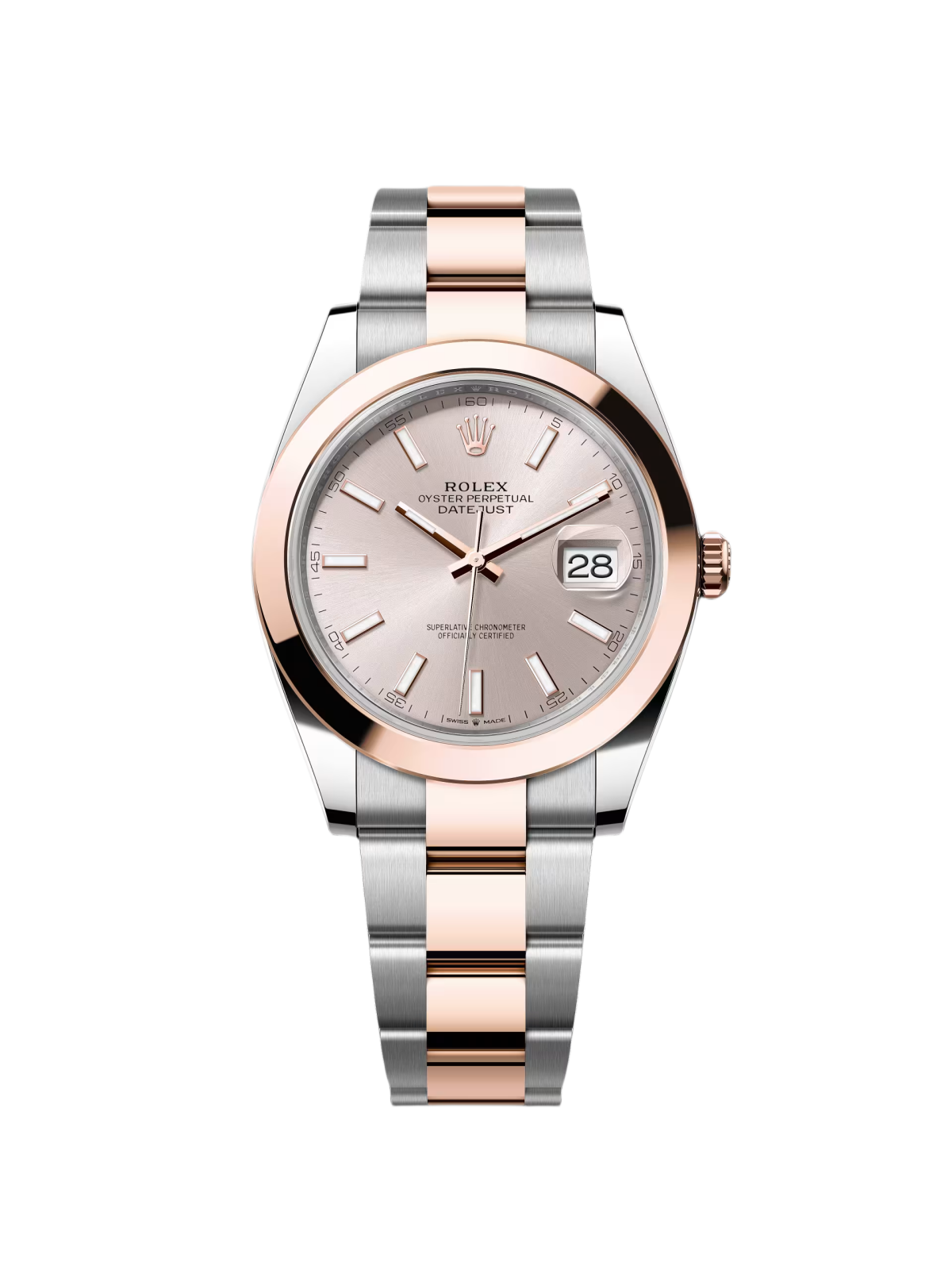 【Free Shipping】【Super Clone】RLX Datejust 41mm 126301 Sundust Index Oyster Steel and Everose Gold Watch