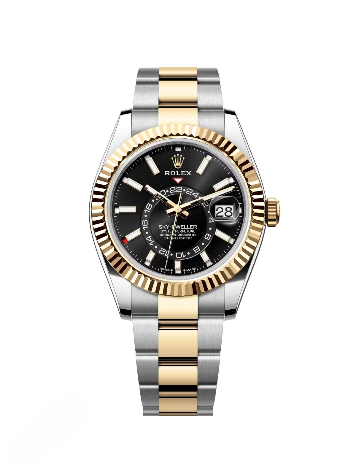 【Free Shipping】【Super Clone】RLX  Sky-Dweller 42mm 336933-0003/0004 Two-Tone Yellow Gold Black Dial Jubilee