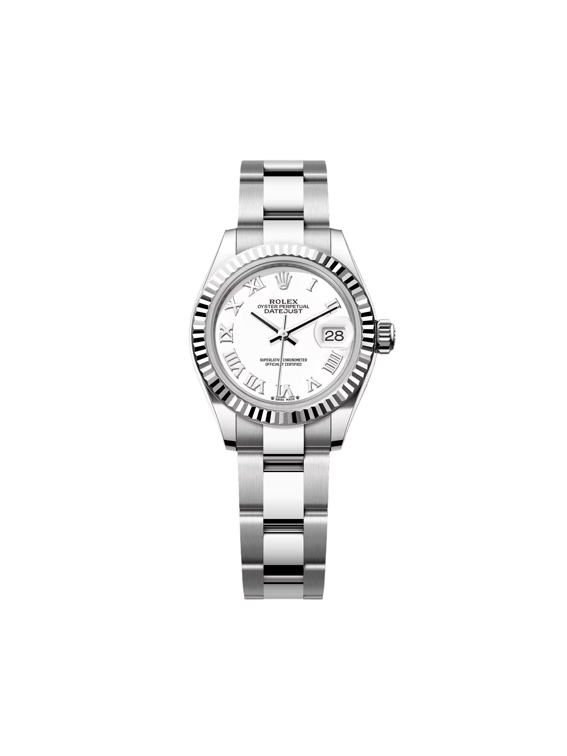 【Free Shipping】【Super Clone】RLX Lady-Datejust 28mm 279174 White Roman Dial Oyster Bracelet