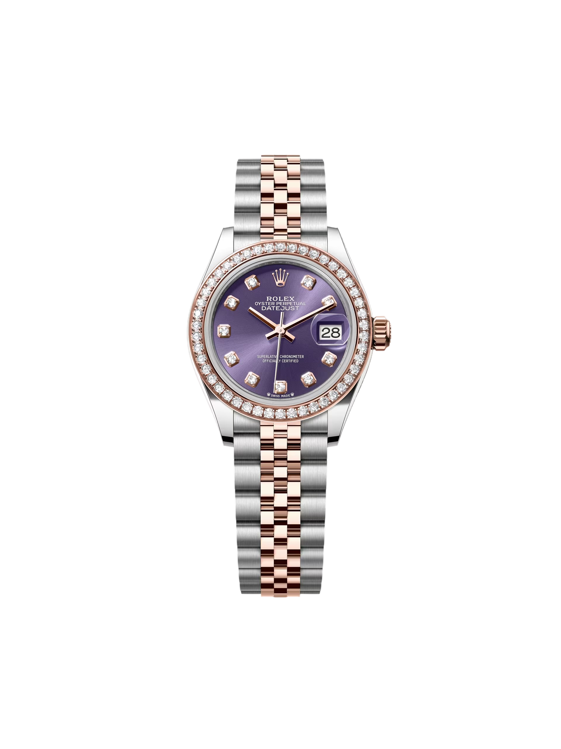 【Free Shipping】【Super Clone】RLX Lady-Datejust 28mm 279381RBR Aubergine Diamond Dial Oyster Bracelet