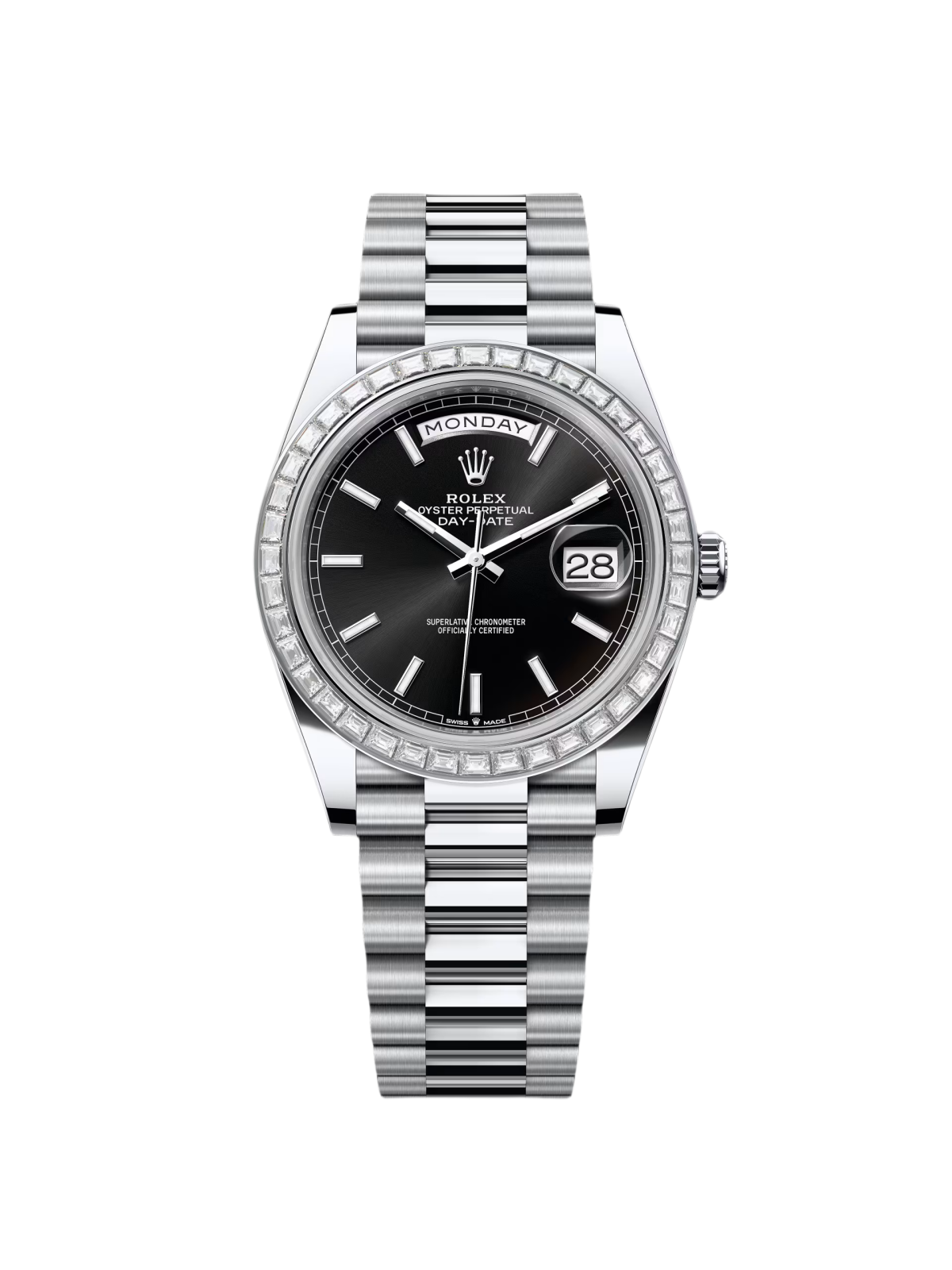 【Free Shipping】【Super Clone】RLX Day-Date 40mm 228396TBR-0024 Black Dial Diamond Bezel