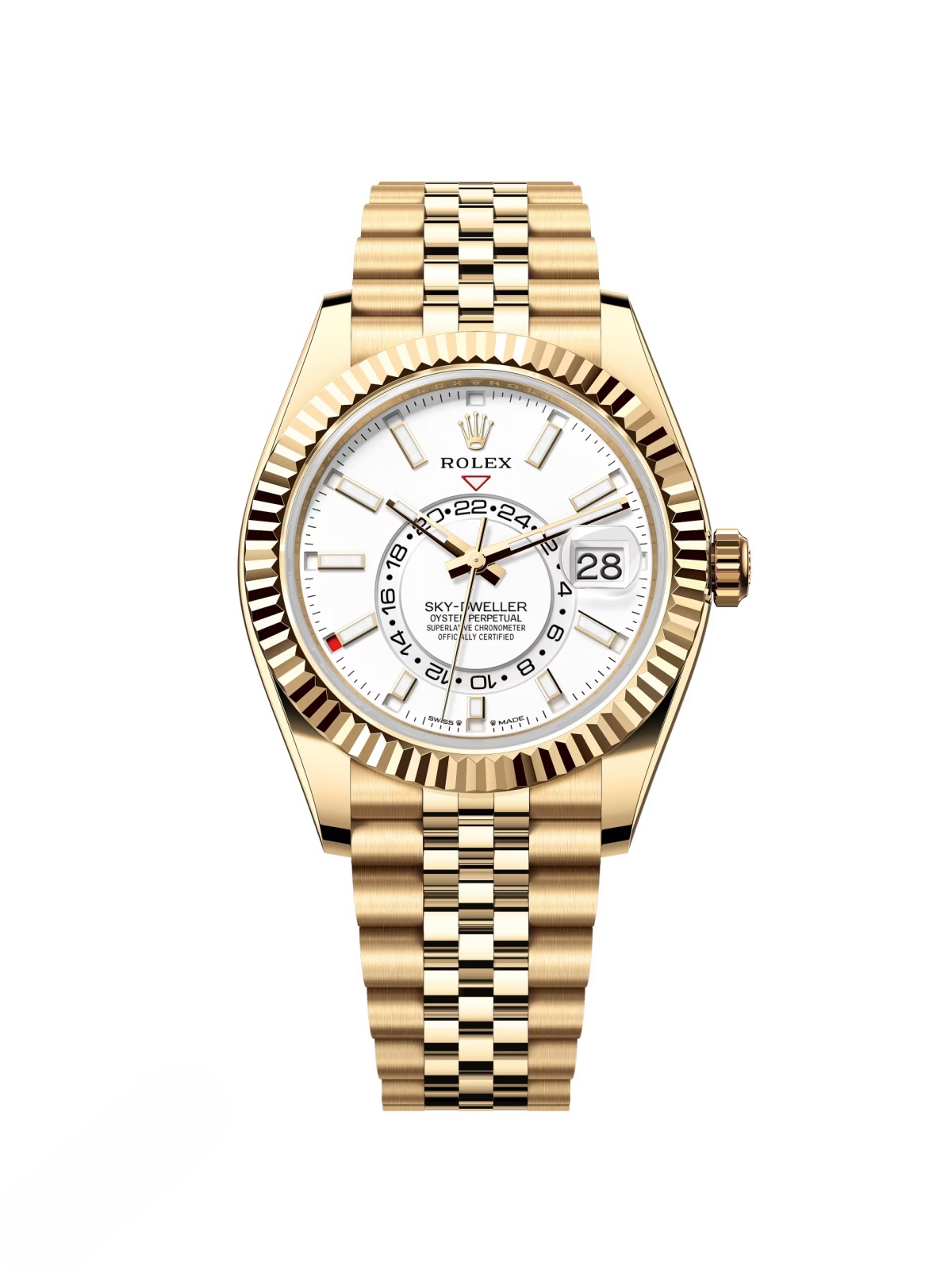 【Free Shipping】【Super Clone】RLX  Sky-Dweller 42mm 336938-0003/0006 Yellow Gold White Dial Jubilee