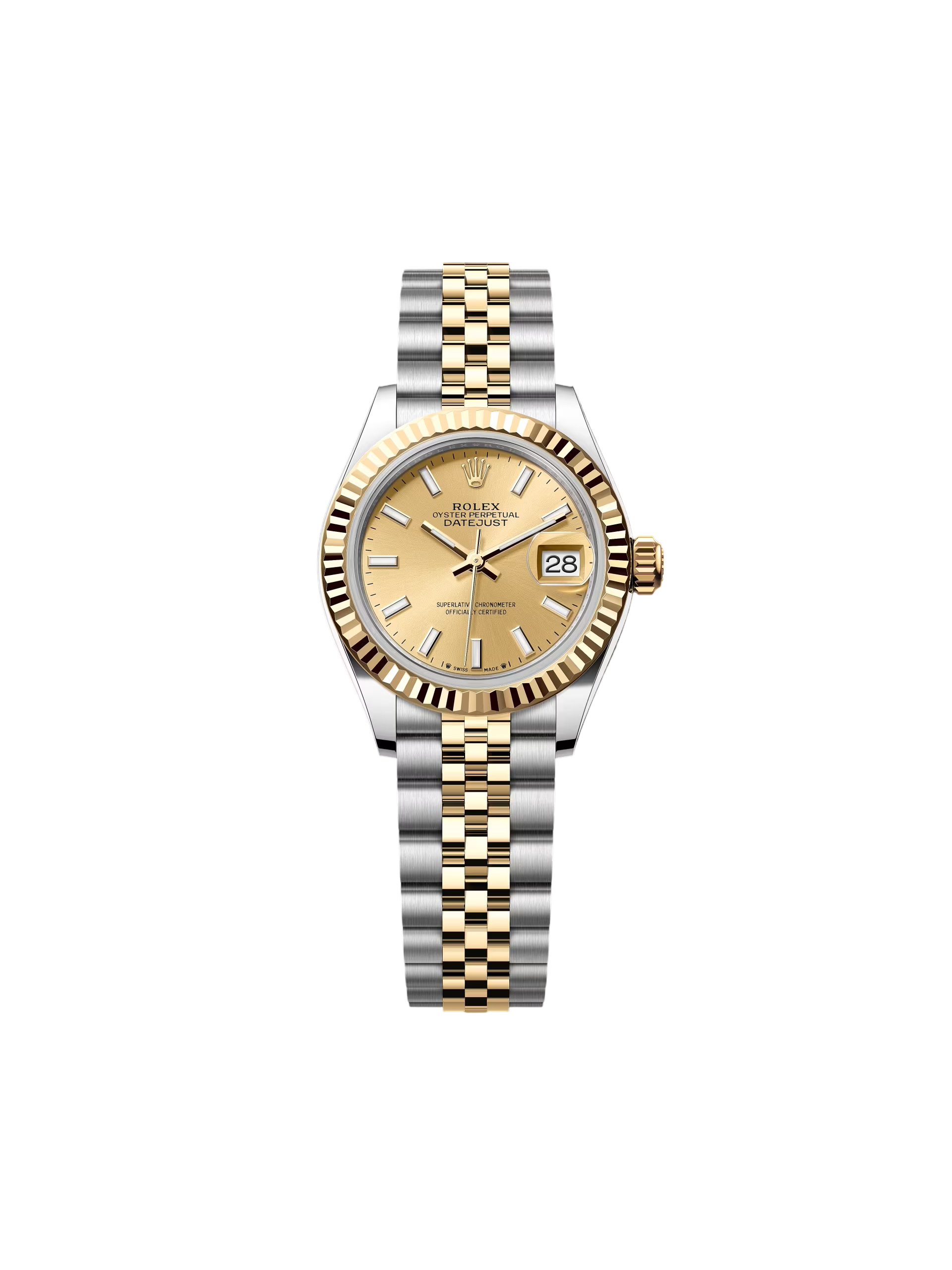 【Free Shipping】【Super Clone】RLX Lady-Datejust 28mm 279173 Champagne Index Dial Oyster Bracelet