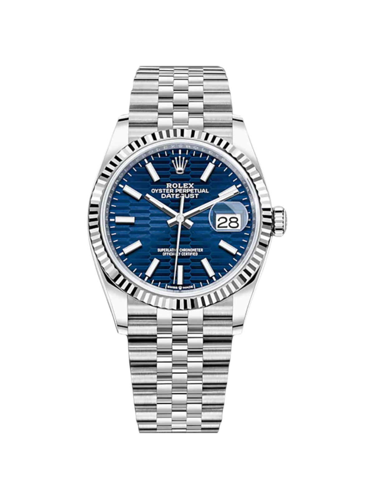 【Free Shipping】【Super Clone】RLX  Datejust 36mm 126234 Blue Fluted Motif Dial Jubilee Bracelet