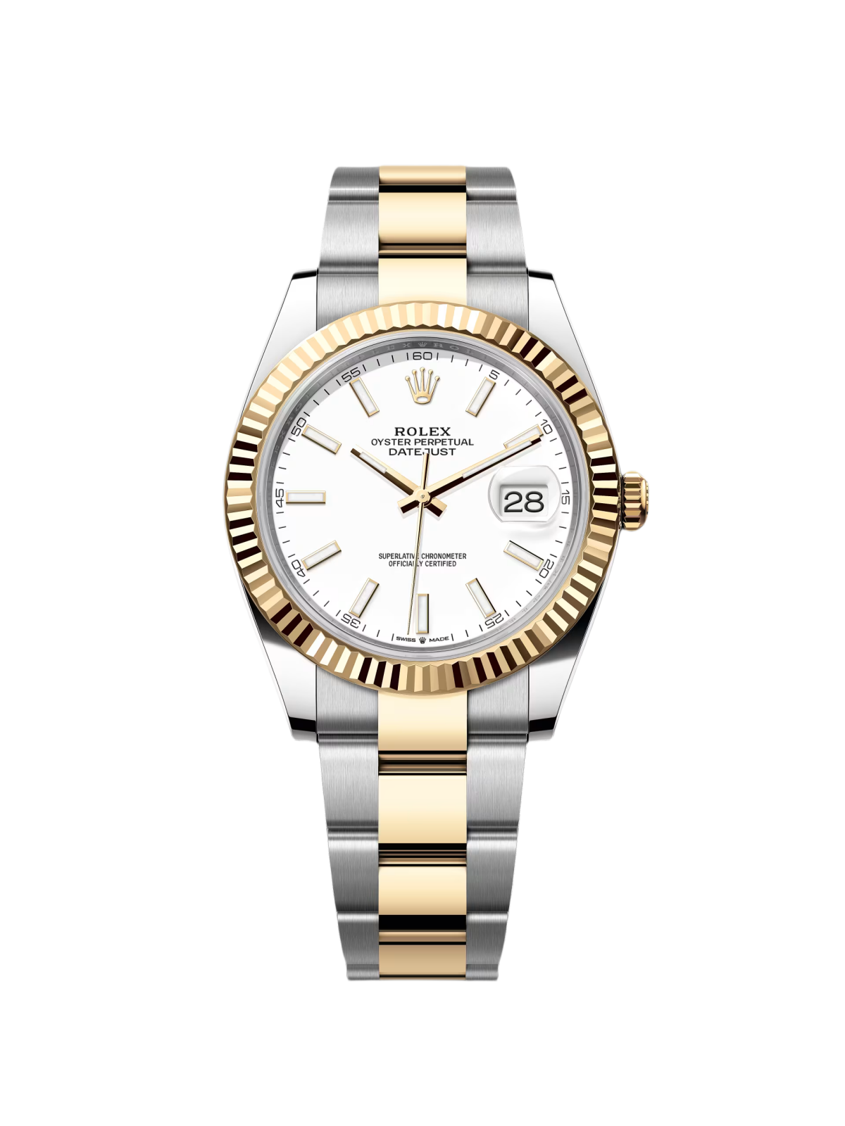 【Free Shipping】【Super Clone】RLX  Datejust 41mm 126333 White Index Oyster Steel and Yellow Gold Mens Watch